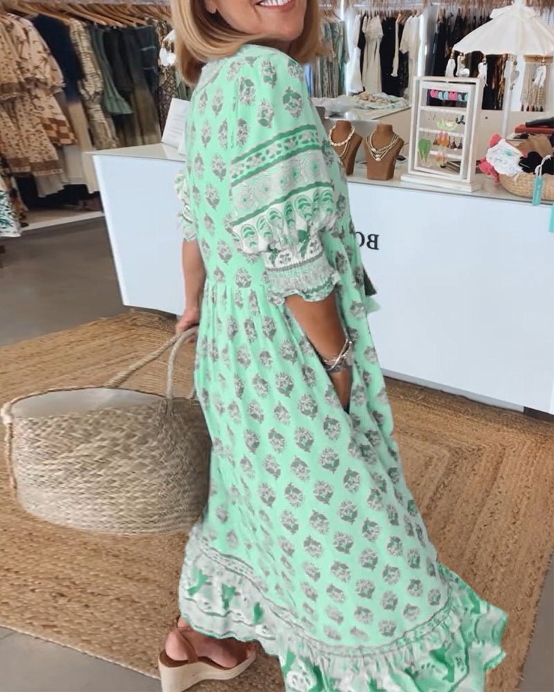Women's floral V-neck midi dress