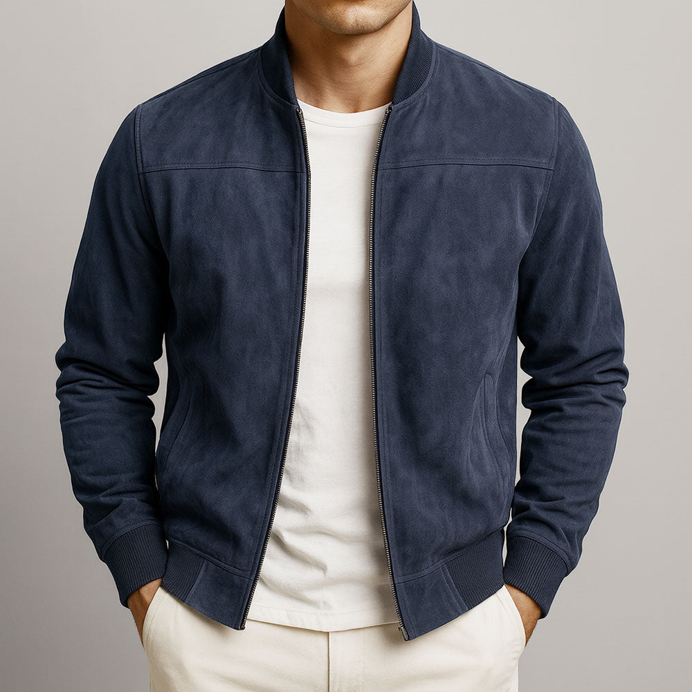 Men's ribbed-cuff zip jacket