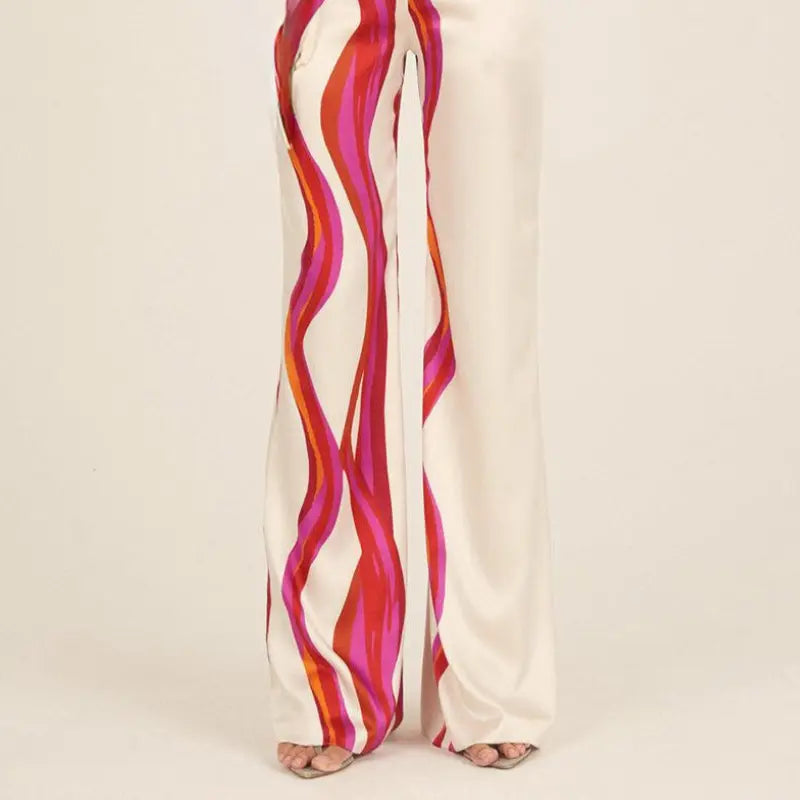 Women's off-shoulder top and wide-leg trousers two-piece set