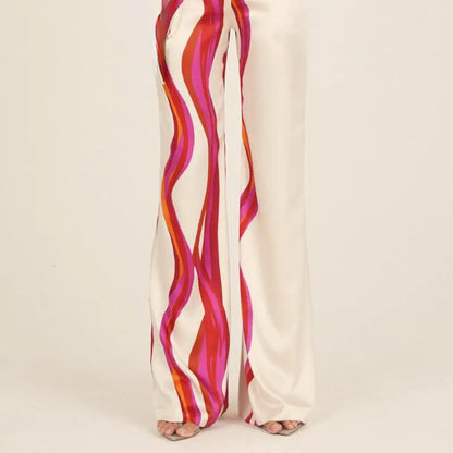 Women's off-shoulder top and wide-leg trousers two-piece set
