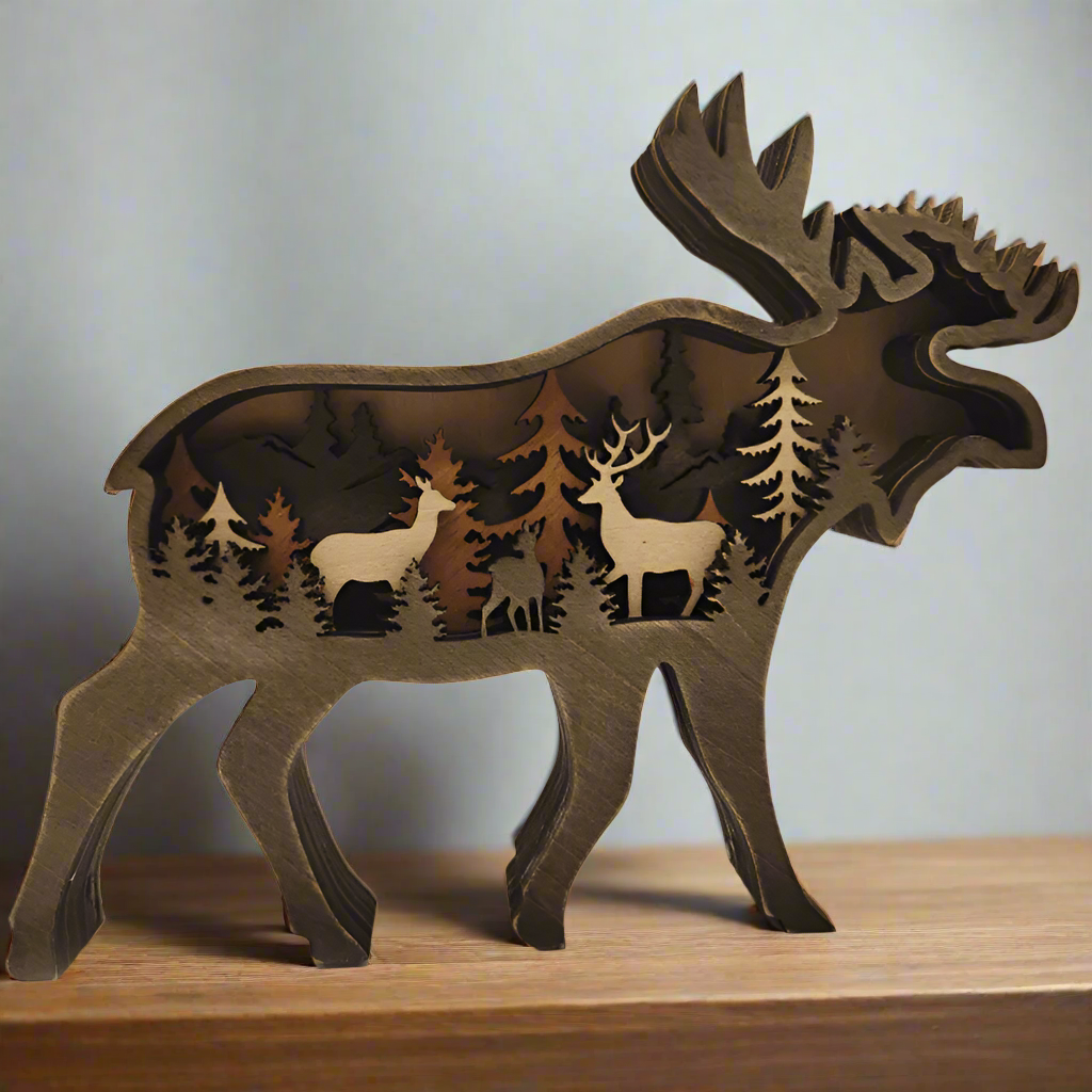 3D Handcrafted Wooden Animal Sculpture – Artistic Décor & Gift