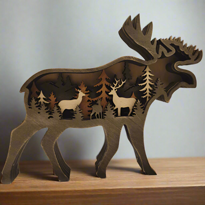 3D Handcrafted Wooden Animal Sculpture – Artistic Décor & Gift