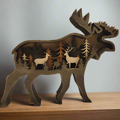 3D Handcrafted Wooden Animal Sculpture – Artistic Décor & Gift