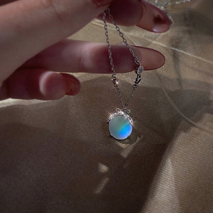 Firefly Pendant Silver Necklace with Moonstone Detail