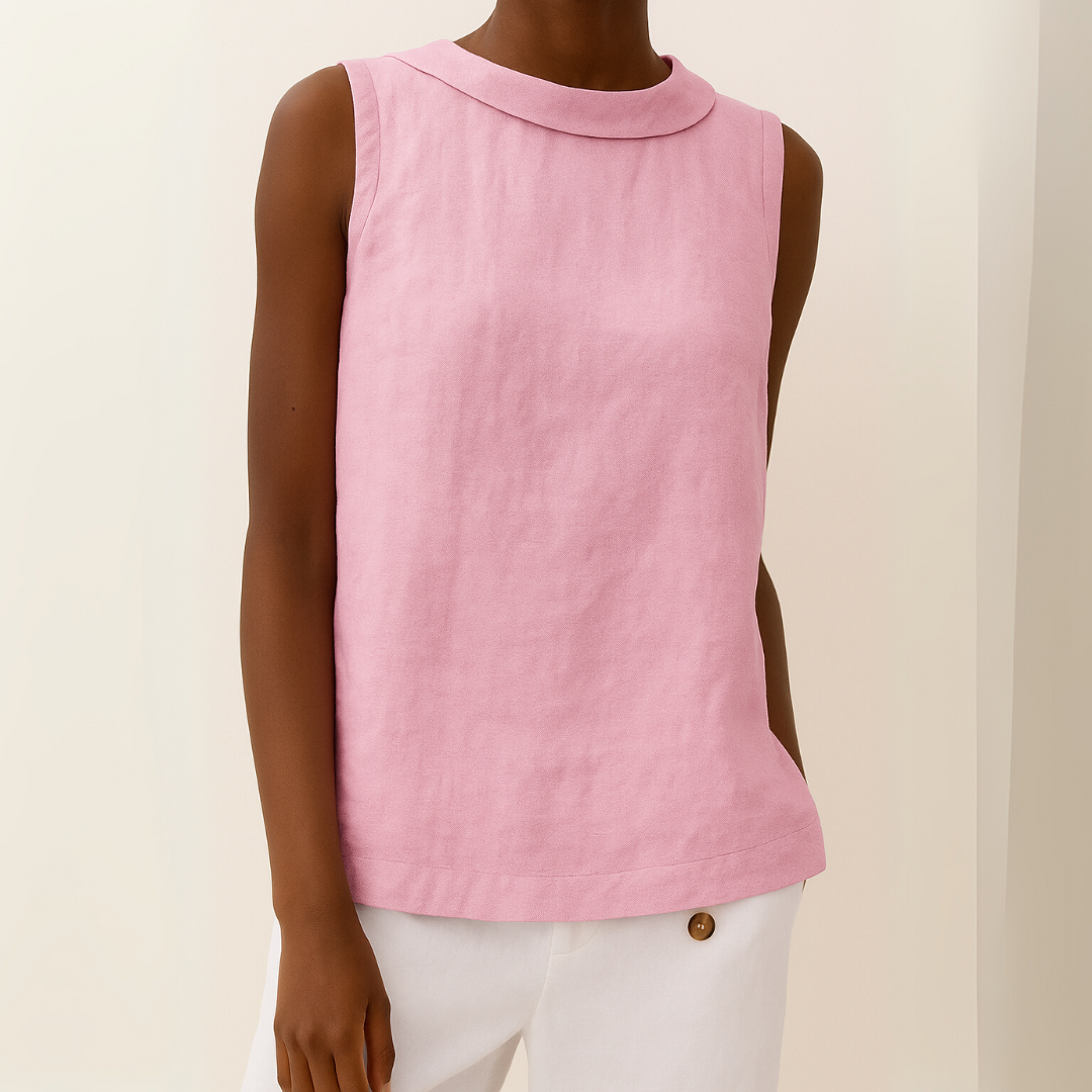 Women's sleeveless roll-neck mock-collar top