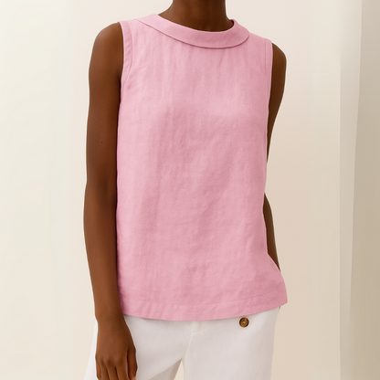 Women's sleeveless roll-neck mock-collar top