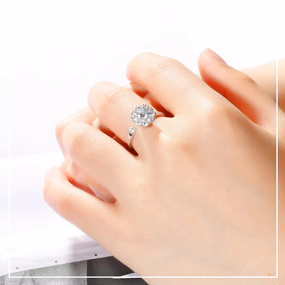 Adjustable 925 Sterling Silver Ring with Spinning Cubic Zirconia