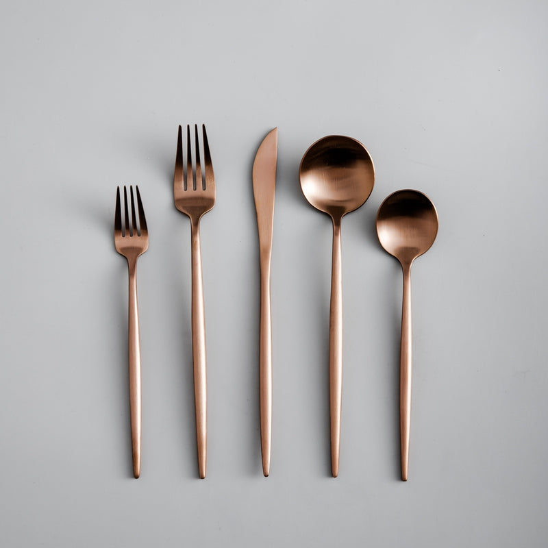 Modern matte stainless steel cutlery set