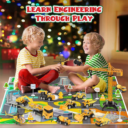 Construction toy advent calendar with vehicles