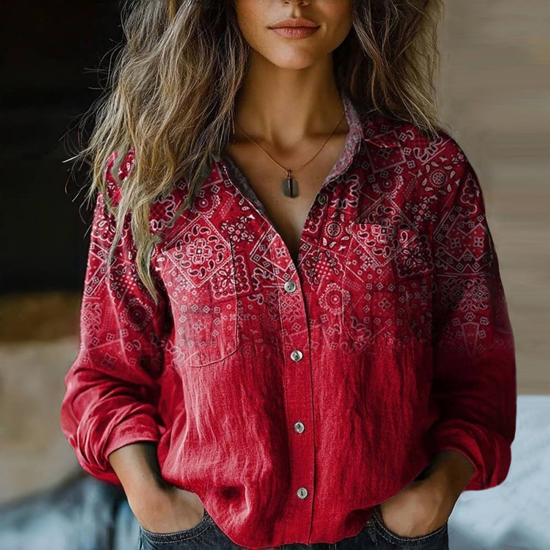 Women's bohemian collared blouse - front