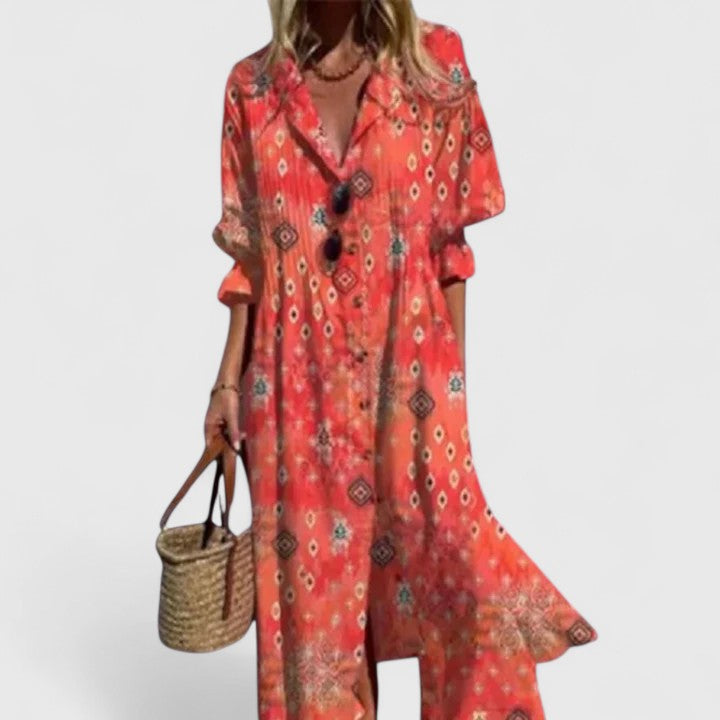 Women's boho printed maxi dress in a flowing fit