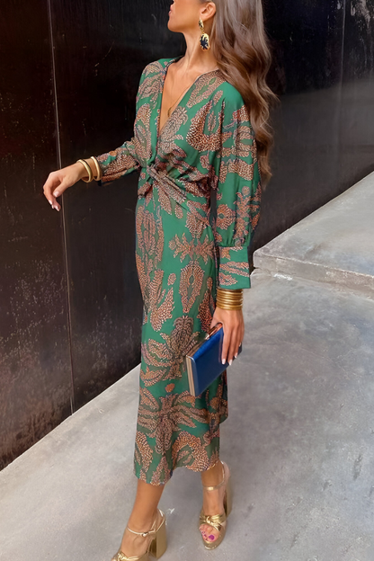 Women's printed midi dress - side