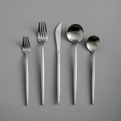 Modern matte stainless steel cutlery set