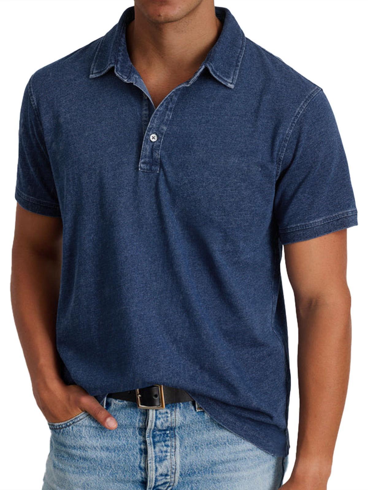 Men's button-placket polo colour option