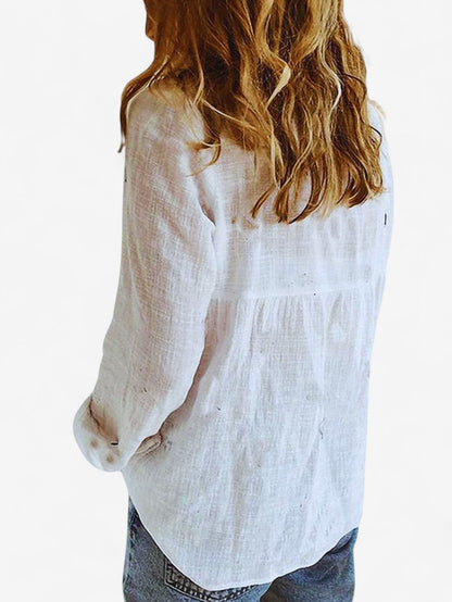 Women's long sleeve button-down collared blouse