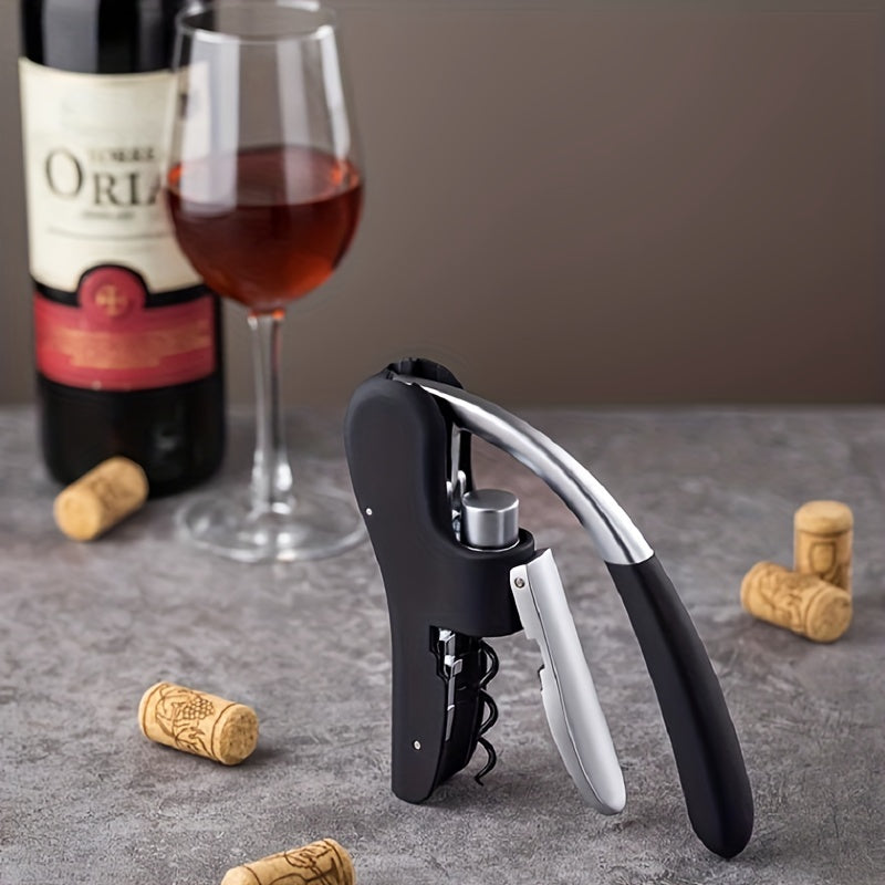 Ergonomic lever corkscrew wine bottle opener