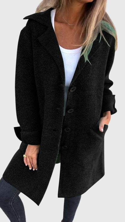 Women's Button Blazer – Tailored Elegant Wool-Blend Blazer