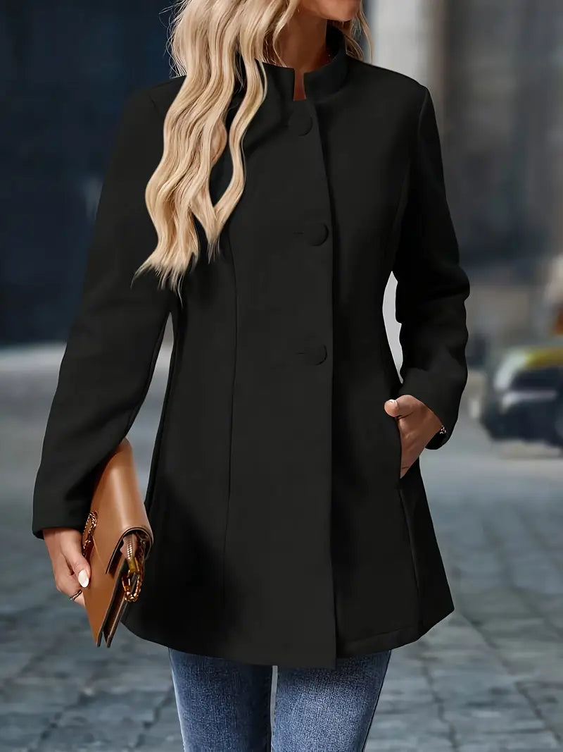 Women's Winter Coat – Classic Button-Front Longline Coat