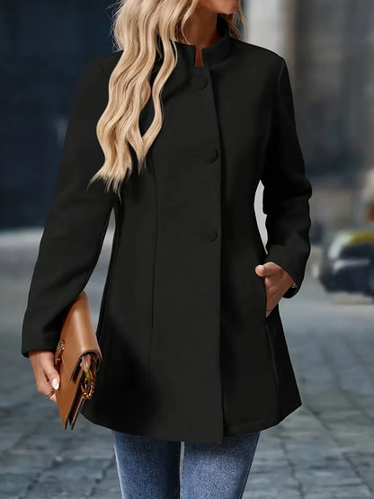 Women's Winter Coat – Classic Button-Front Longline Coat
