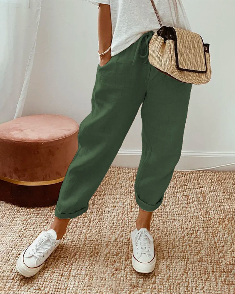 Women's linen trousers - side