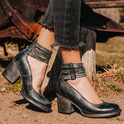 Women's buckle ankle boots - front
