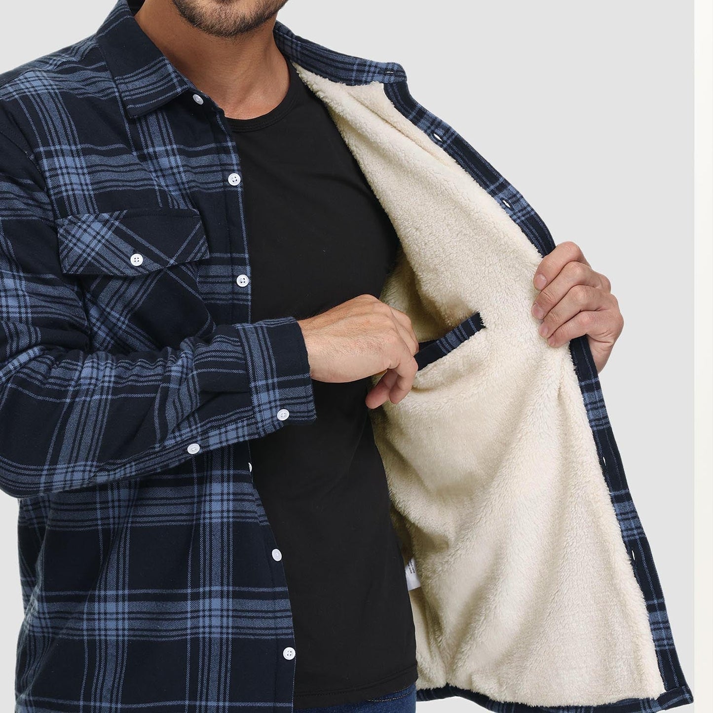 Plaid Shacket – Sherpa-Lined Casual Shirt Jacket