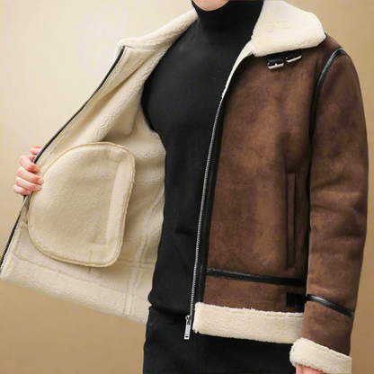 Men's elegant suede overcoat
