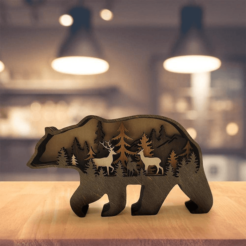 3D Handcrafted Wooden Animal Sculpture – Artistic Décor & Gift