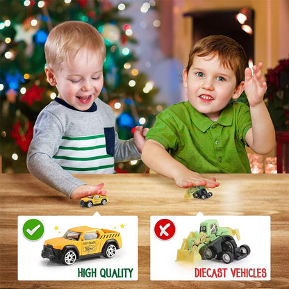 Construction toy advent calendar with vehicles