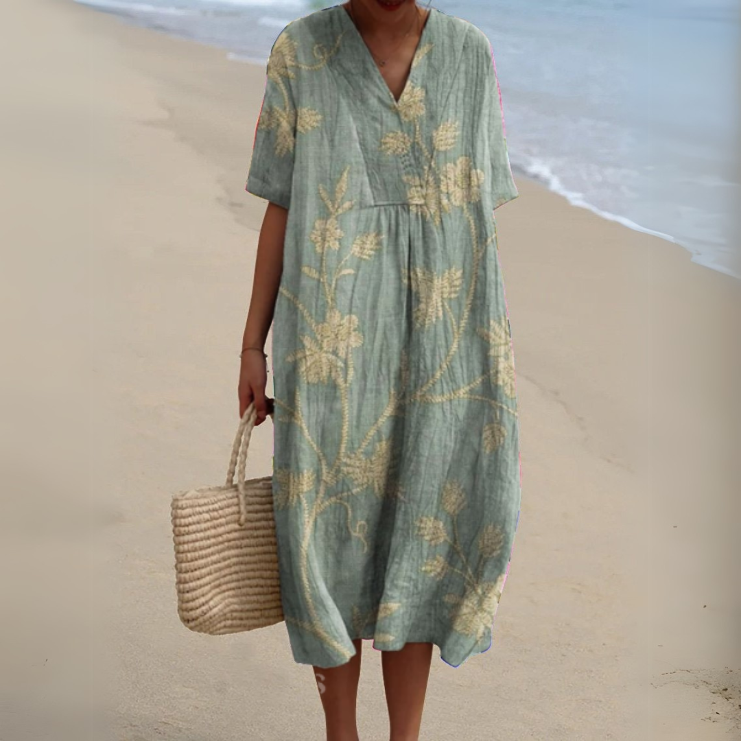 Women's V-neck floral dress print option