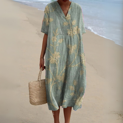 Women's V-neck floral dress print option