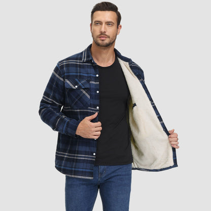 Plaid Shacket – Sherpa-Lined Casual Shirt Jacket