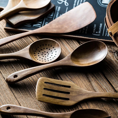 Wooden Cooking Utensil Set – Rustic Kitchen Tools