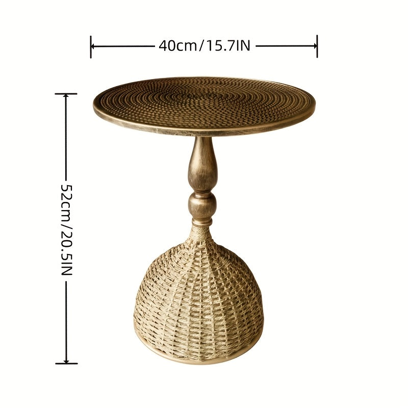 Handwoven Seagrass Coffee Table – Antique Bronze Iron Frame
