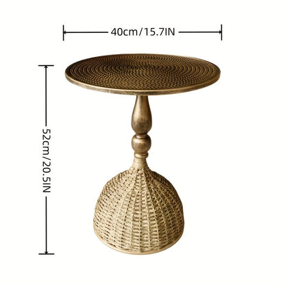 Handwoven Seagrass Coffee Table – Antique Bronze Iron Frame
