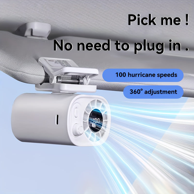 Portable clip-on mini fan with 360-degree rotation