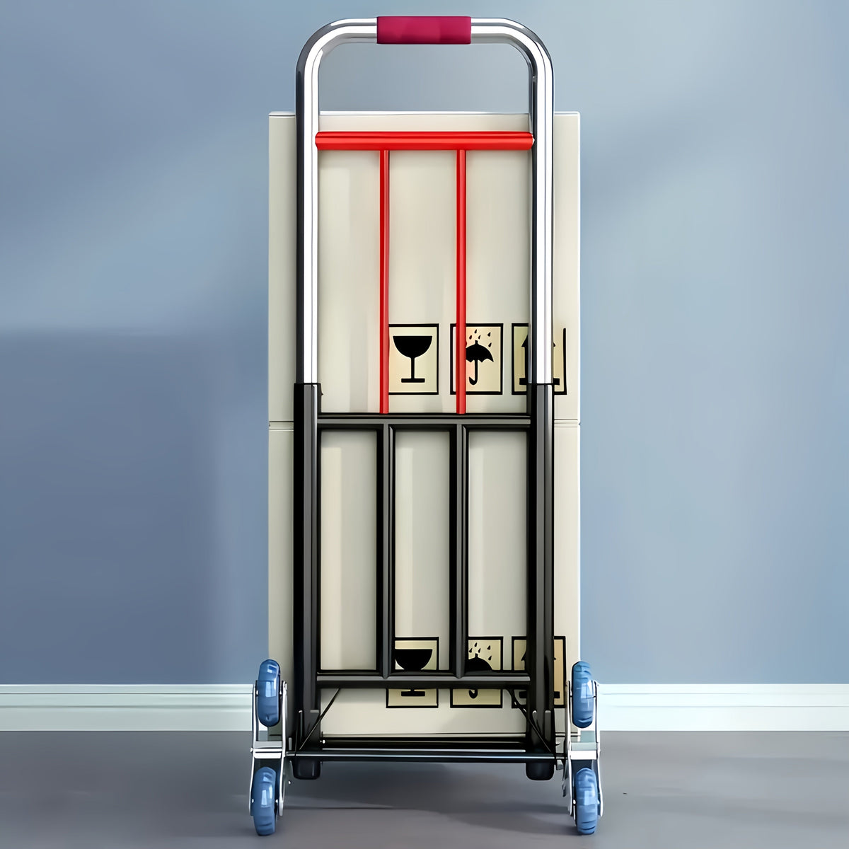 Foldable 3-wheel stair-climbing hand truck trolley