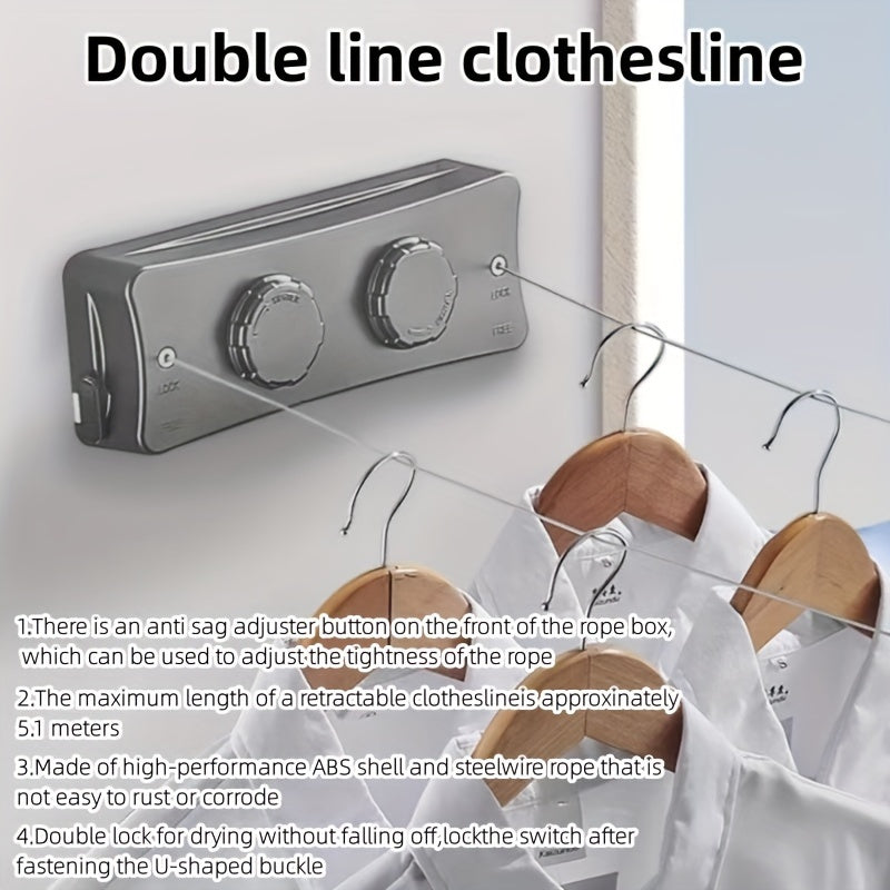 Foldable double stainless steel clothesline