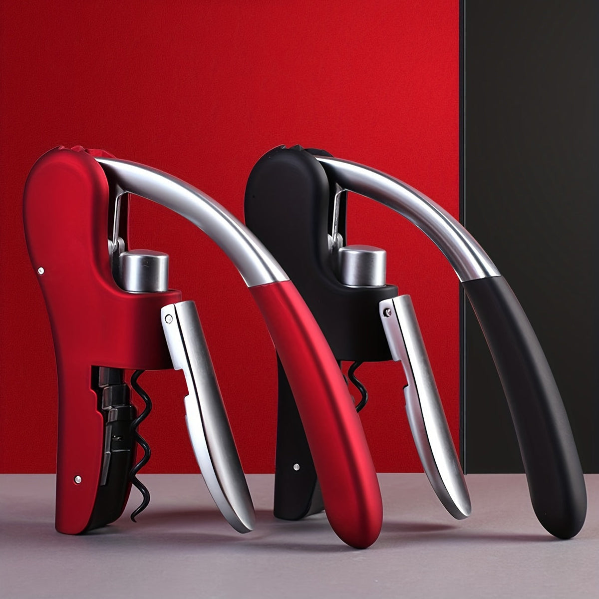 Ergonomic lever corkscrew wine bottle opener