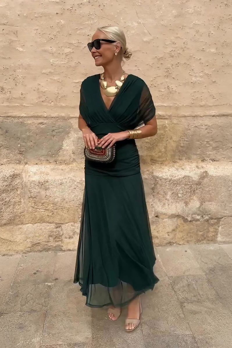 Women's V-neck party maxi dress - front