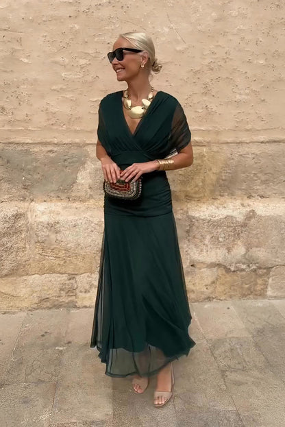Women's V-neck party maxi dress - front