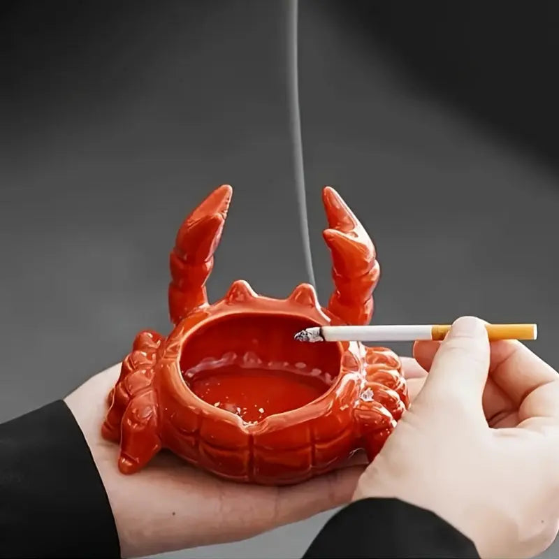 Crab-Shaped Ashtray with Lid – Novelty Lidded Ashtray