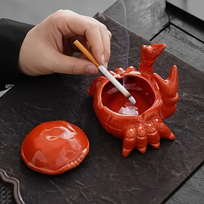 Crab-Shaped Ashtray with Lid – Novelty Lidded Ashtray