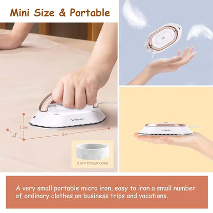 Mini dual-voltage travel iron with ceramic soleplate