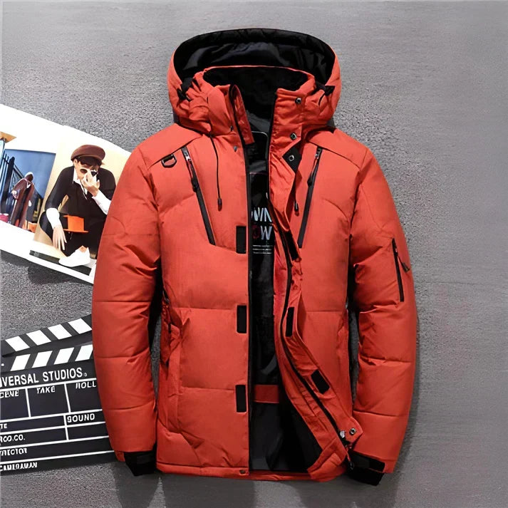 Men's red warm padded down puffer jacket