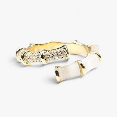 Adjustable Opal Ring with Gold-Tone Finish