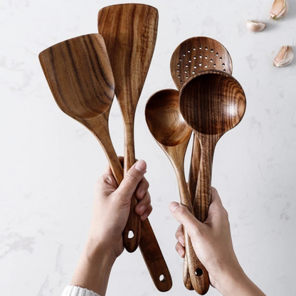 Wooden Cooking Utensil Set – Rustic Kitchen Tools