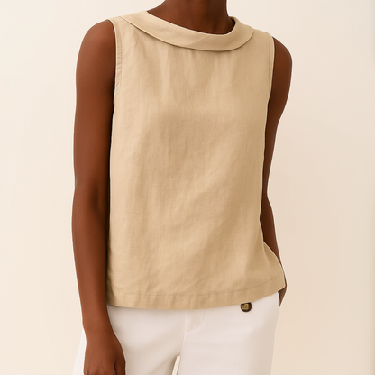 Women's sleeveless roll-neck mock-collar top