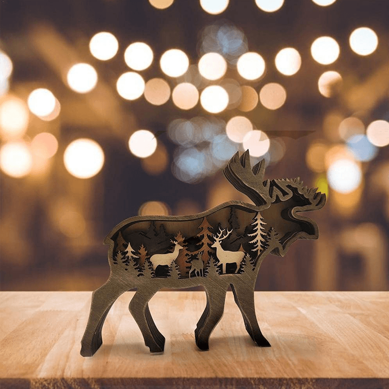 3D Handcrafted Wooden Animal Sculpture – Artistic Décor & Gift