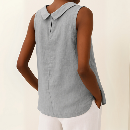 Women's sleeveless roll-neck mock-collar top